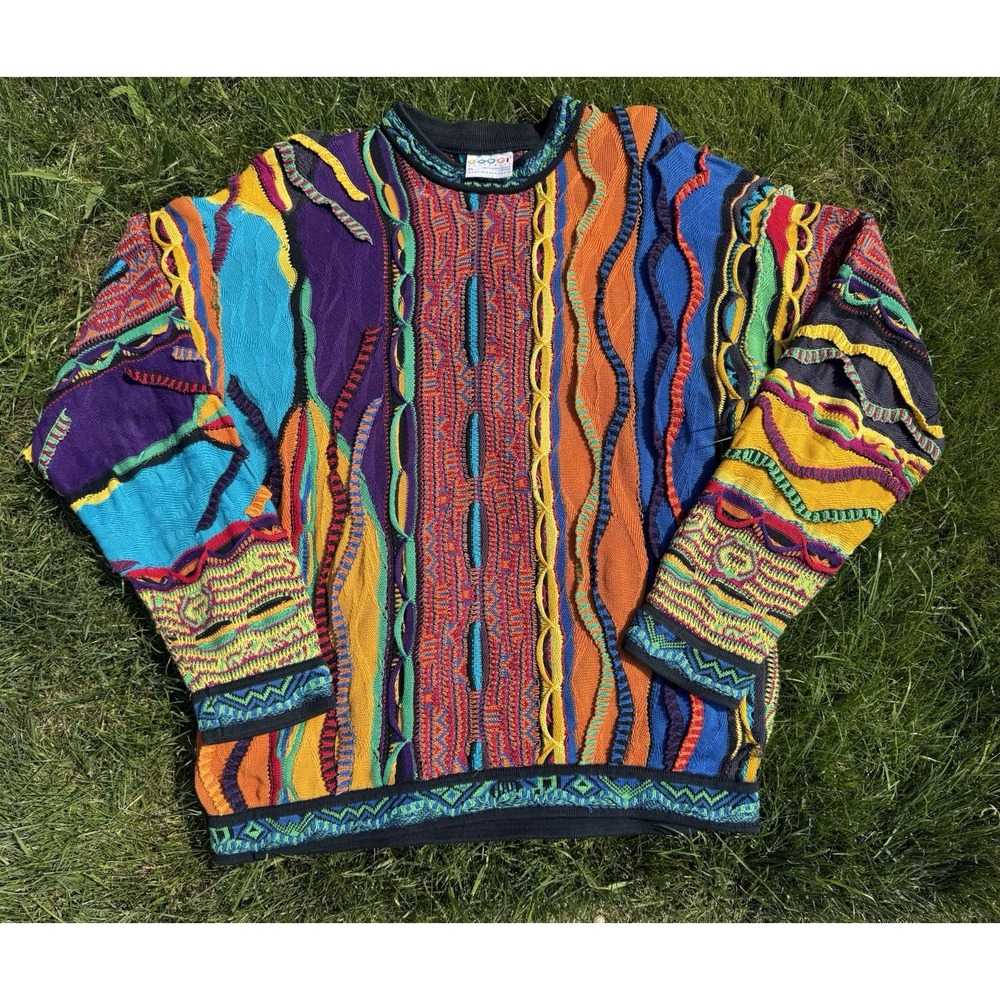 Vintage Coogi‎ Australia 3D Knit Mercerized Sweater Men's XL Biggie Multicolor